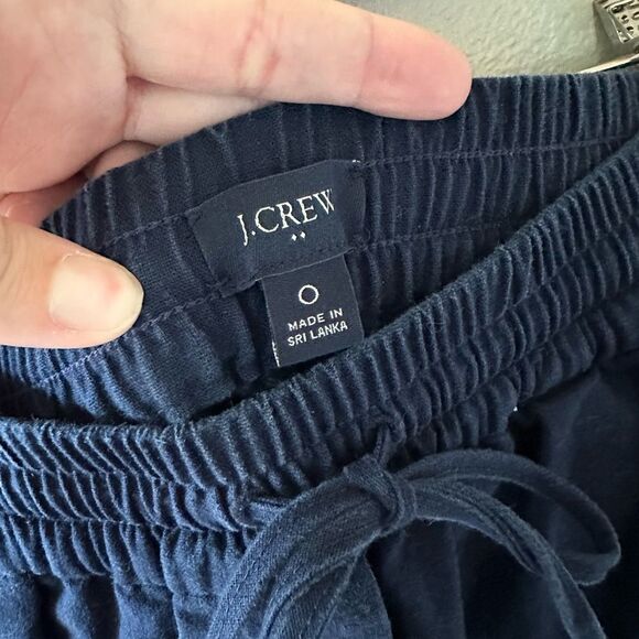 J Crew Linen Cotton Drawstring Pants Navy Size 0 - Picture 2 of 5